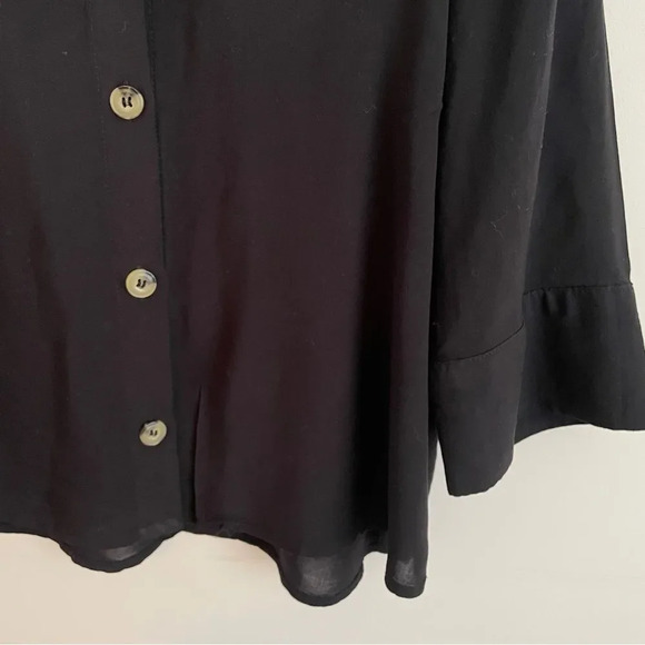 H&M semi sheer black button down collared shirt / blouse 2 - Picture 4 of 8
